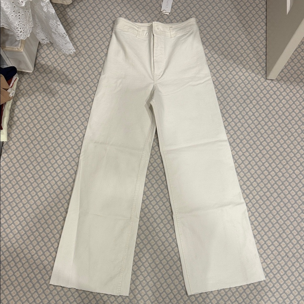 Zsupply Rylinn Twill Wide Leg Cream White Pants